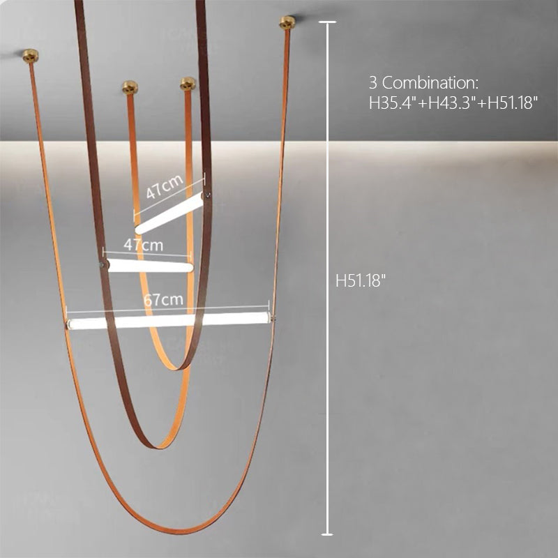 Designer U-shaped Belt Lamp LED Glass Tube Chandelier