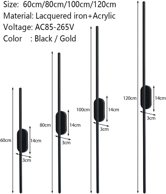 Moderna lampada da parete Smart Strip lunga per soggiorno/comodino