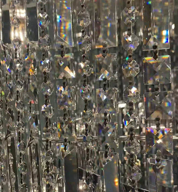 Lustre à pampilles en cristal moderne pour plafond haut/hall/escalier