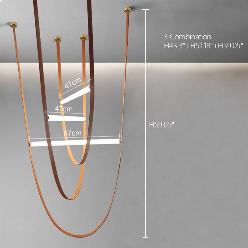 Designer U-shaped Belt Lamp LED Glass Tube Chandelier