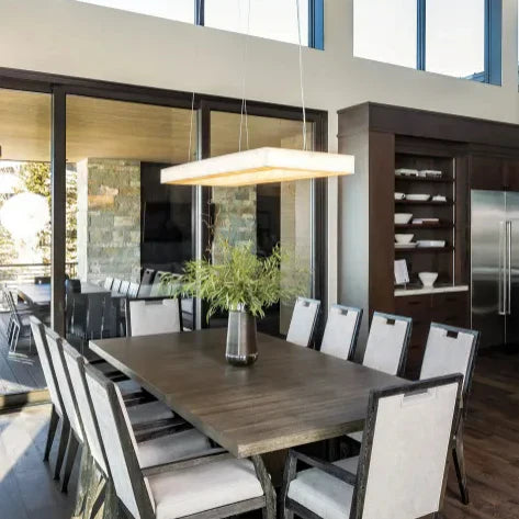 Lustre rectangulaire moderne en albâtre pour salle à manger
