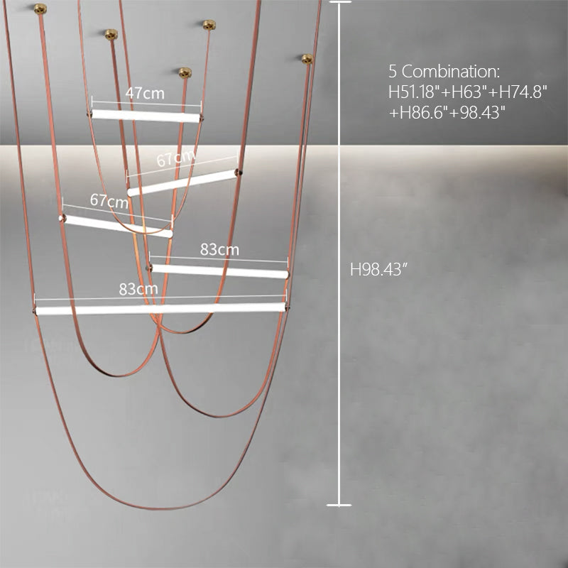 Designer U-shaped Belt Lamp LED Glass Tube Chandelier