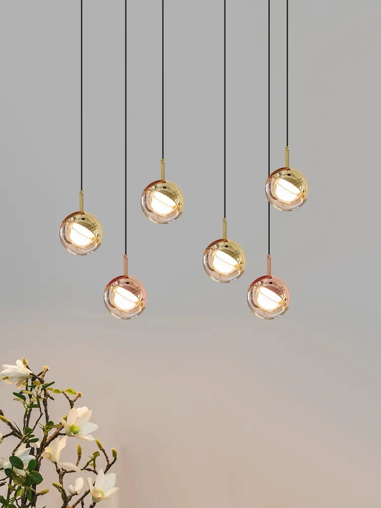 Nordic Simple Globe Pendant Suspension Light in Gold/Rose Gold