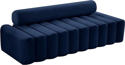 Velvet Upholstered Sofa with Deep Channel Tufting