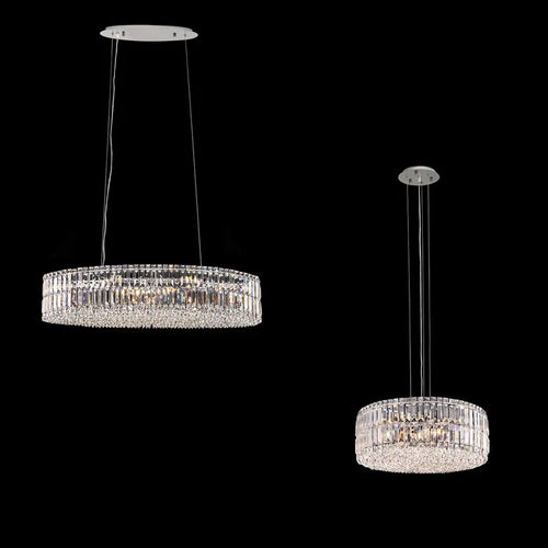 Lustre moderne en cristal argenté, rond ou rectangulaire, luminaire décoratif pour salon, salle à manger ou chambre à coucher
