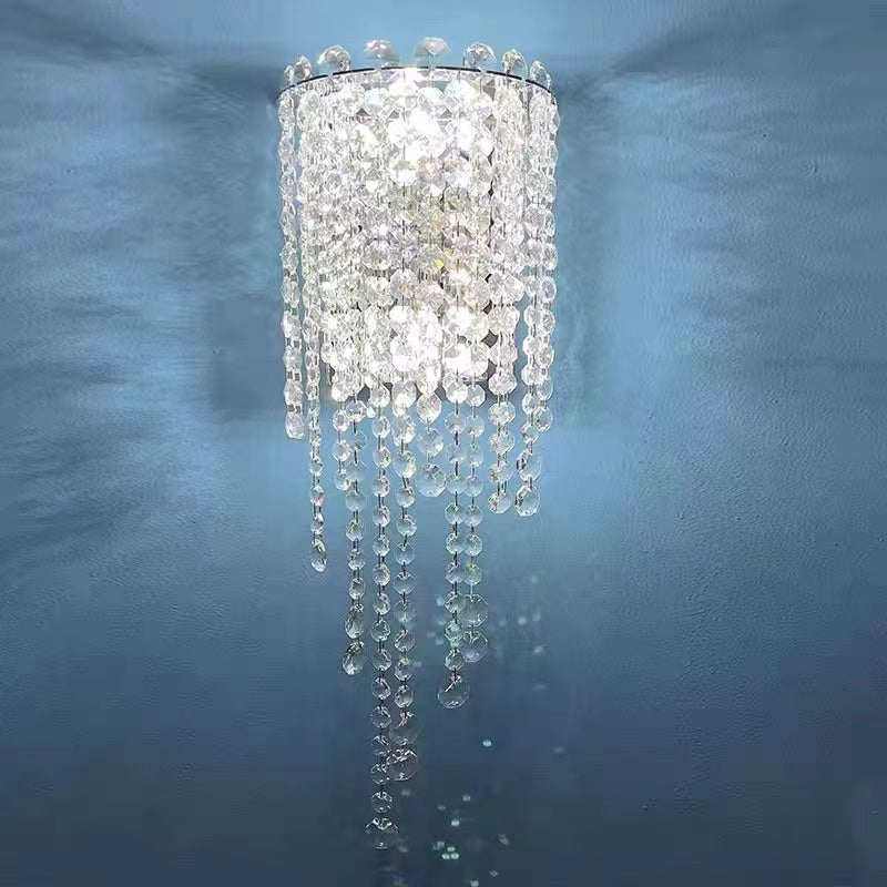 Lampada da parete moderna a cascata di cristallo