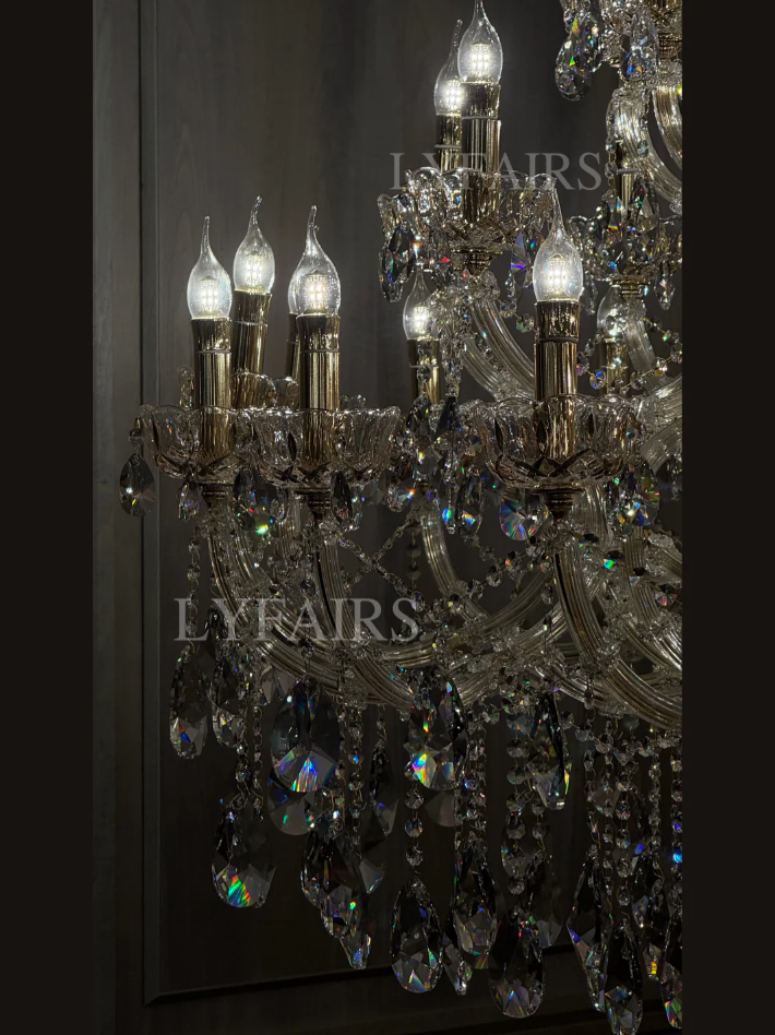 Majestic Royal Crown Crystal Candle Chandelier for Luxury Villa & Banquet Hall