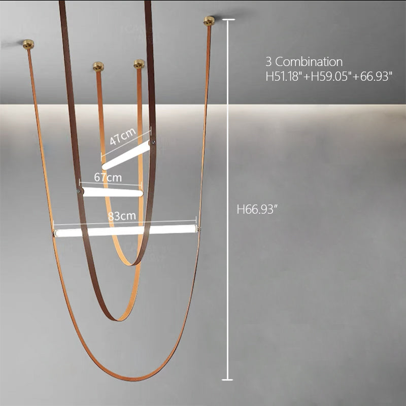 Designer U-shaped Belt Lamp LED Glass Tube Chandelier