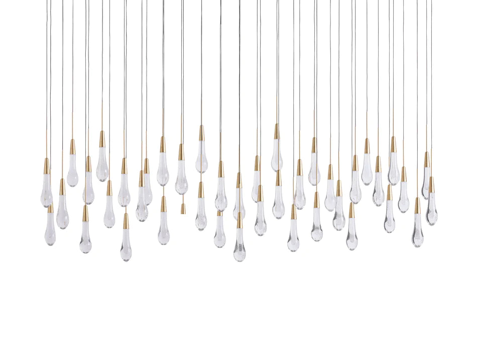Lampadario moderno in cristallo lineare a cascata con gocce di pioggia per sala da pranzo/isola della cucina