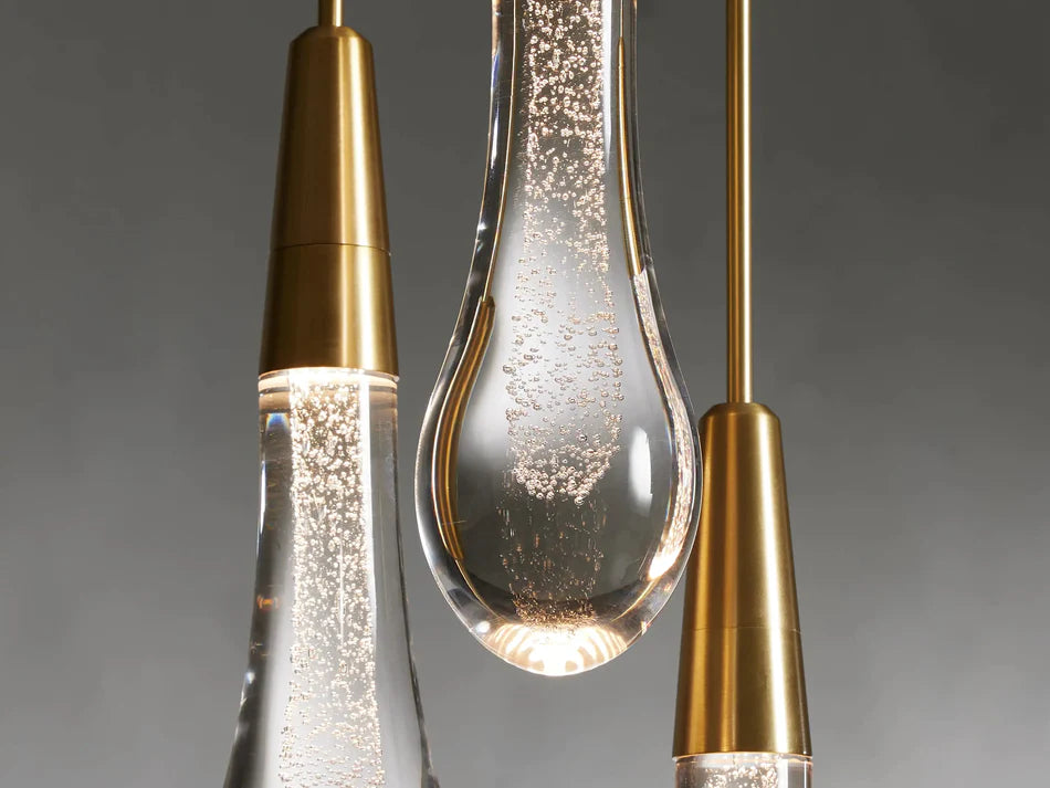Lampadario moderno in cristallo lineare a cascata con gocce di pioggia per sala da pranzo/isola della cucina