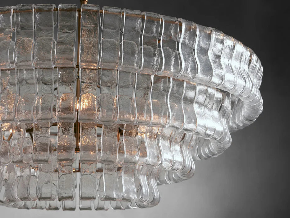 Lustre moderne en verre transparent/gris fumé pour plafond bas