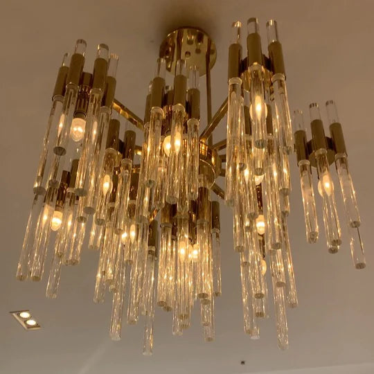Lampadario moderno di lusso a cilindri in vetro a più livelli per soggiorno/camera da letto/sala da pranzo/bagno