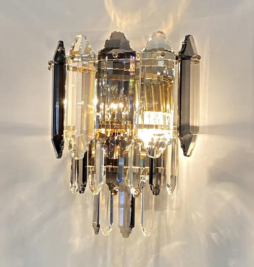Modern Smoked&Clear Crystal Wall Lamp