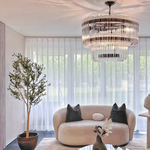 Lustre en verre de luxe moderne à deux niveaux