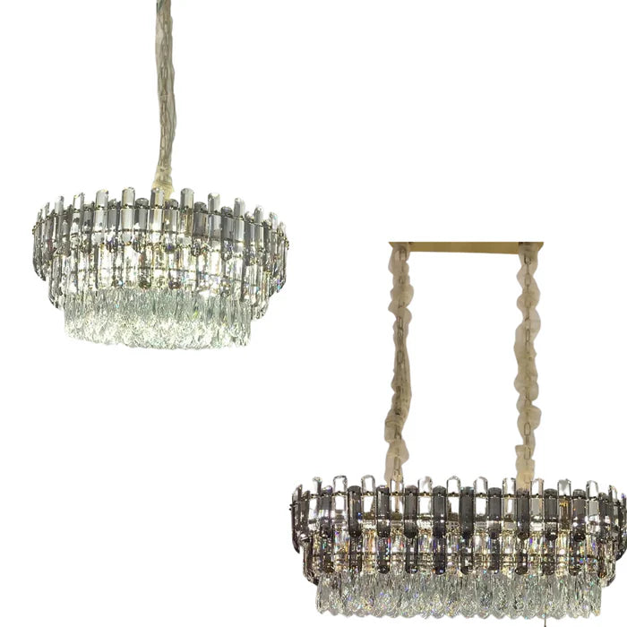 Lustre en cristal rond/rectangulaire de luxe léger pour salon/salle à manger/chambre