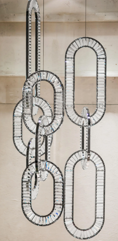 Modern Luxury Crystal Chain Cluster Chandelier for High Ceiling/Dining Room