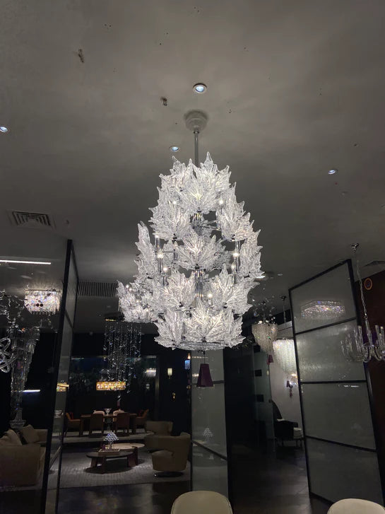 Lampadario moderno e creativo in cristallo trasparente a forma di foglia d'acero per soggiorno/camera da letto