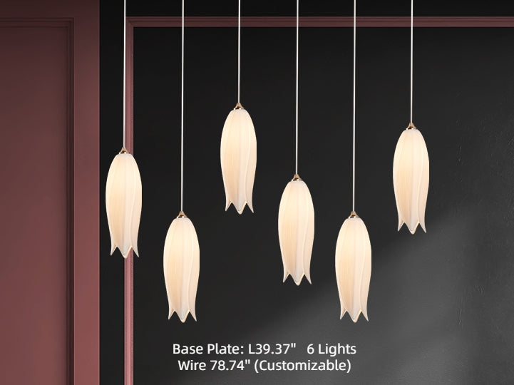 Lustre élégant en forme de tulipe blanche pour hall d'entrée ou escalier, nouveauté 2023