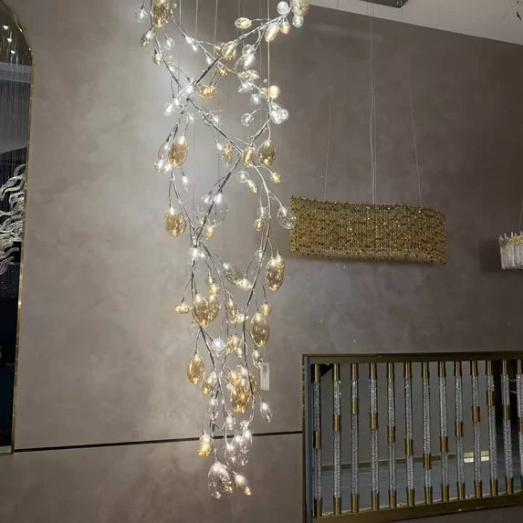 Lampadario a forma di albero di lucciola dal design creativo per scale/atrio/villa/hotel/ristorante
