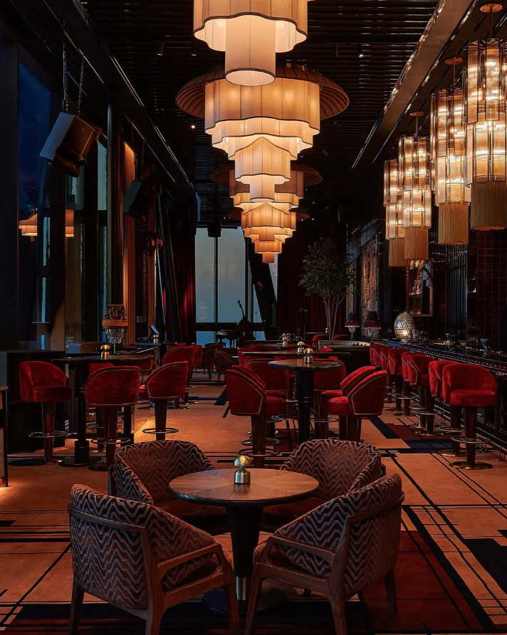 Modern Tiered Wave-edge Fabric Chandelier for Hotel/Restaurant/Living Room