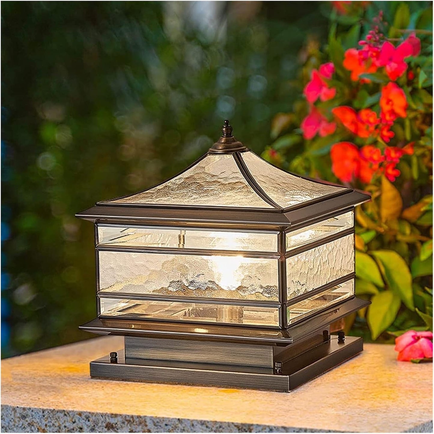 Lampe d'extérieur carrée en verre avec abat-jour