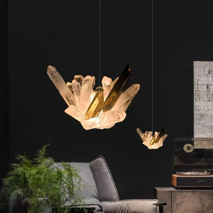 Suspension moderne en cristal naturel pour table de chevet/îlot de cuisine