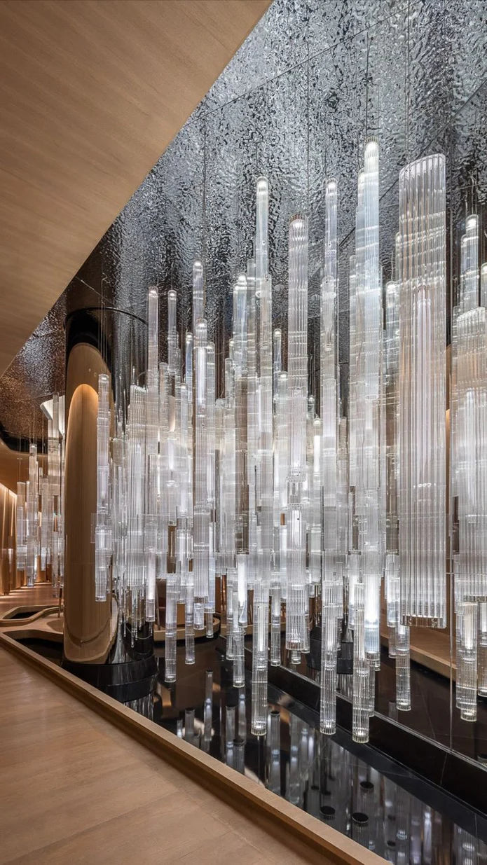 Lampadario moderno in vetro trasparente per soggiorno/hotel/ristorante