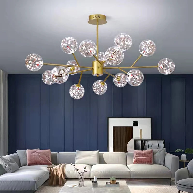 Lampadario moderno Starlight per soggiorno, lampada da soffitto Magic Beans, lampada molecolare per sala da pranzo