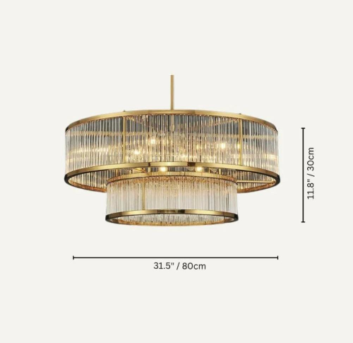 Lampadario moderno con bacchette di vetro rotonde/rettangolari