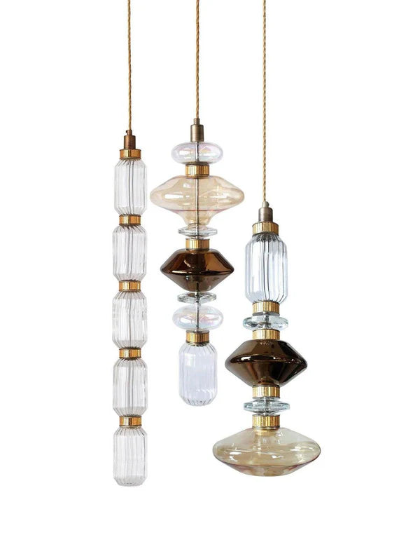 Lampada a sospensione in vetro artistico irregolare