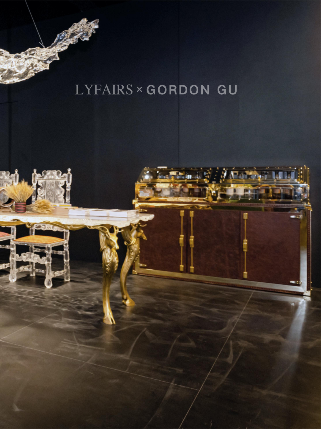 LYFAIRS x GORDON GU Western Bronze Deer Long Dining Table