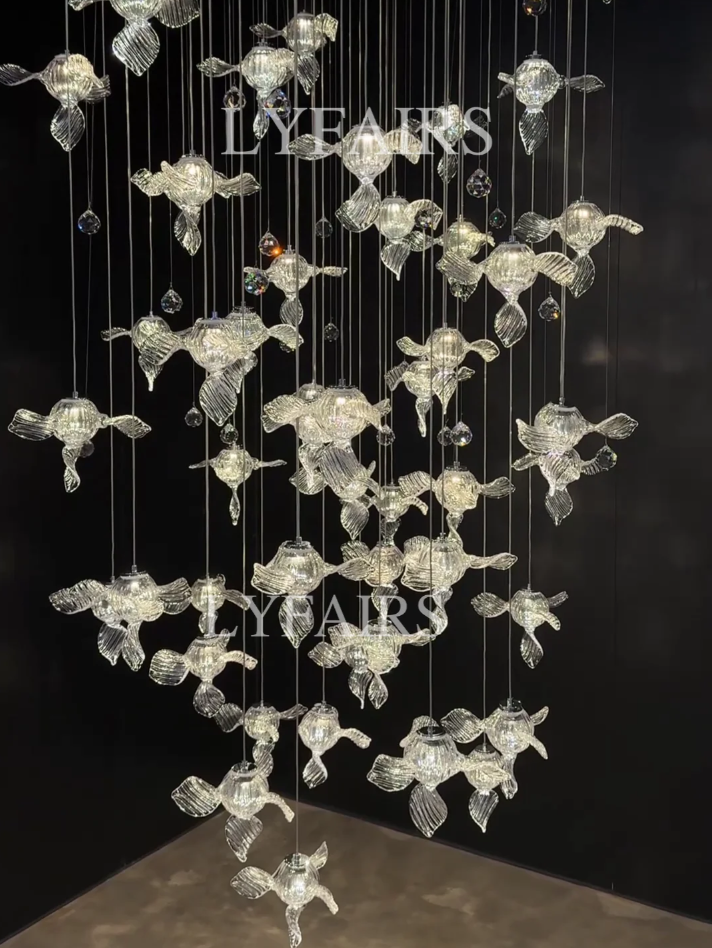 Modern Art Design Propeller-like Crystal Chandelier for Staircase/Villa/Foyer/High-ceiling Space