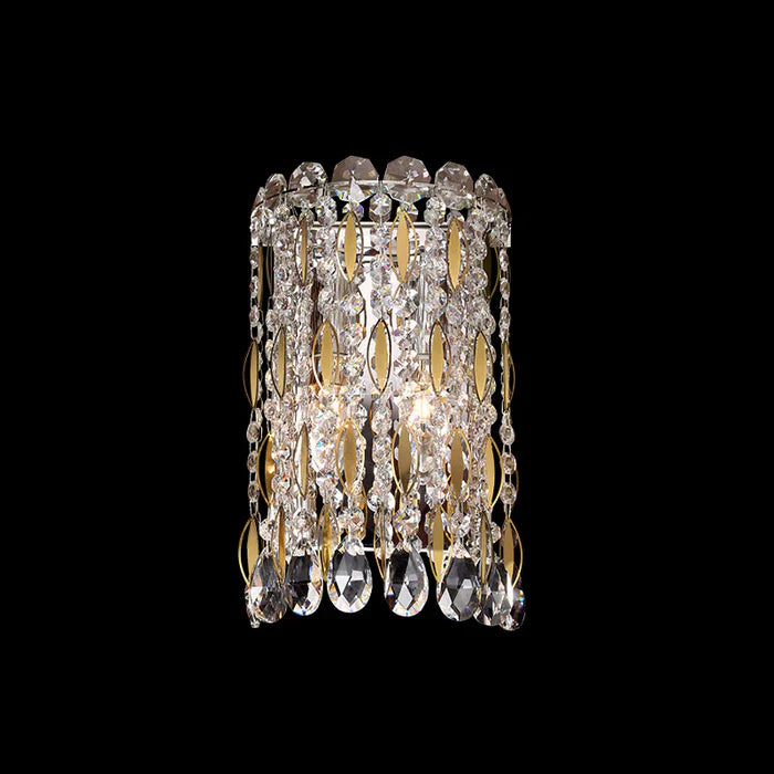 Applique murale de luxe légère en perles de cristal et feuilles