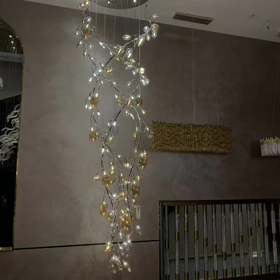 Lampadario a forma di albero di lucciola dal design creativo per scale/atrio/villa/hotel/ristorante