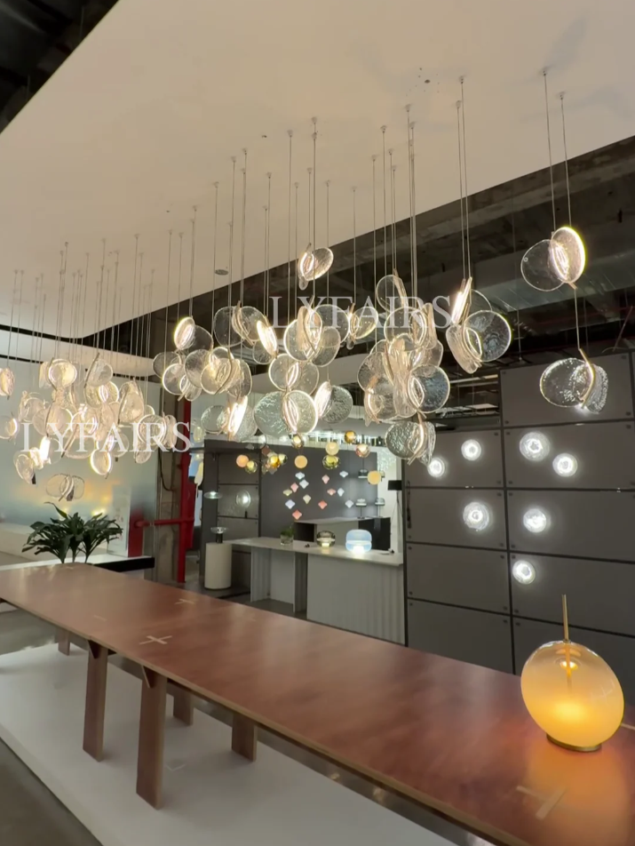 Modern Floating Chips Glass Chandelier for High Ceiling/Dining Room