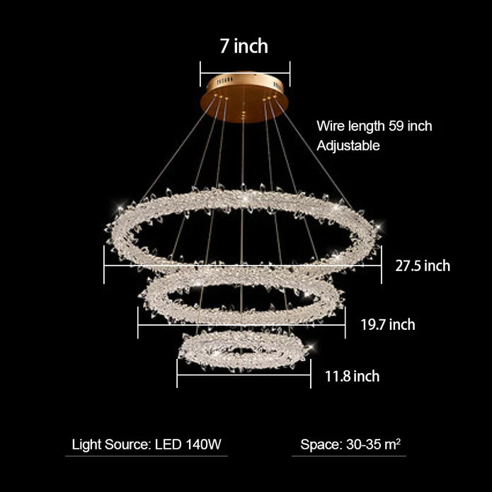 Frost Halo Ring Crystal Chandelier LED Ceiling Light