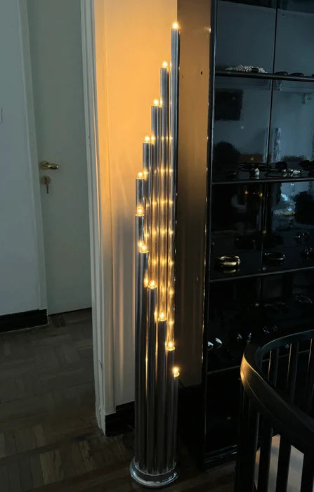 Lampadaire tubulaire chromé italien vintage