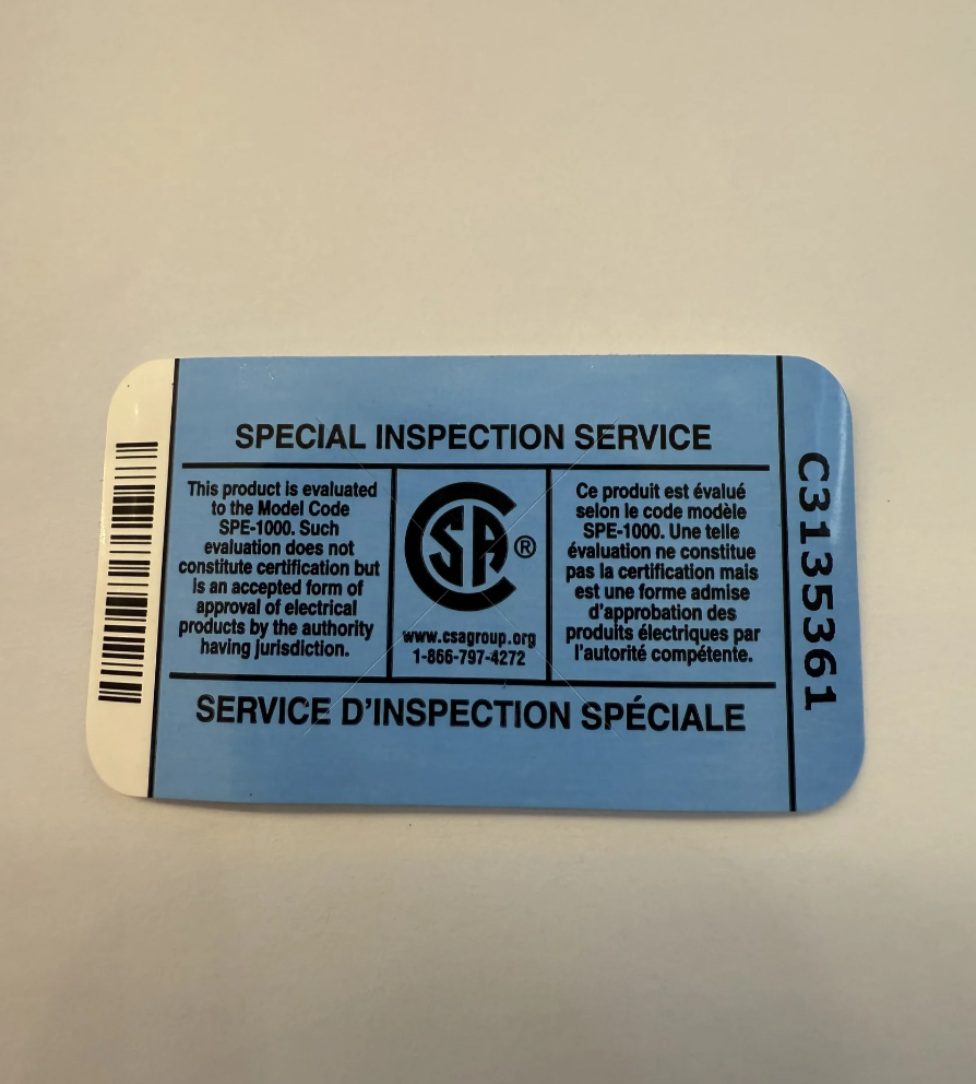 CSA Certification Fees for Other Lighting Fixtures (Non-refundable)