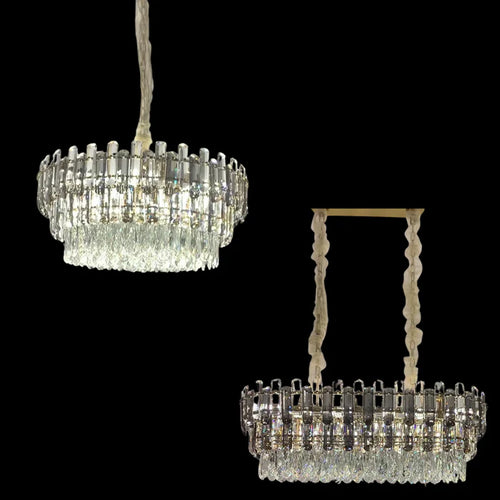 Lustre en cristal rond/rectangulaire de luxe léger pour salon/salle à manger/chambre