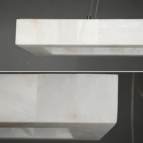 Lustre rectangulaire moderne en albâtre pour salle à manger