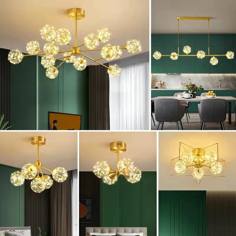 Lampadario moderno Starlight per soggiorno, lampada da soffitto Magic Beans, lampada molecolare per sala da pranzo