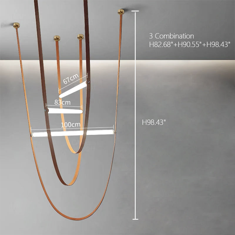 Designer U-shaped Belt Lamp LED Glass Tube Chandelier