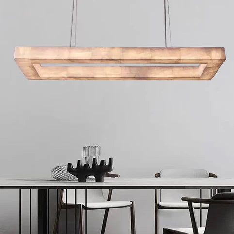 Lustre rectangulaire moderne en albâtre pour salle à manger
