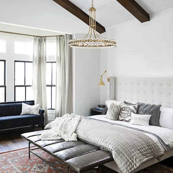 Lustre moderne en cristal à 1 anneau pour plafond bas