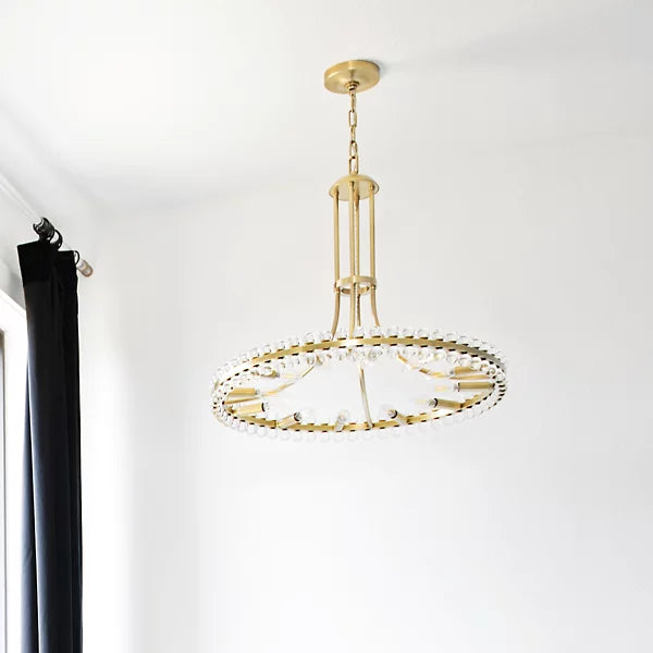 Lustre moderne en cristal à 1 anneau pour plafond bas