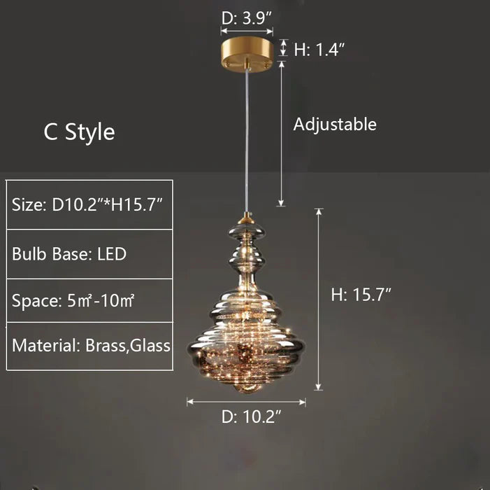Lampada a sospensione moderna in vetro grigio con cielo stellato per sala da pranzo/bar/isola della cucina
