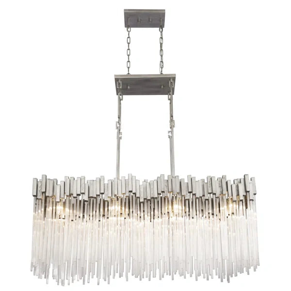 Modern Rectangular Glass Chandelier for Dining Room