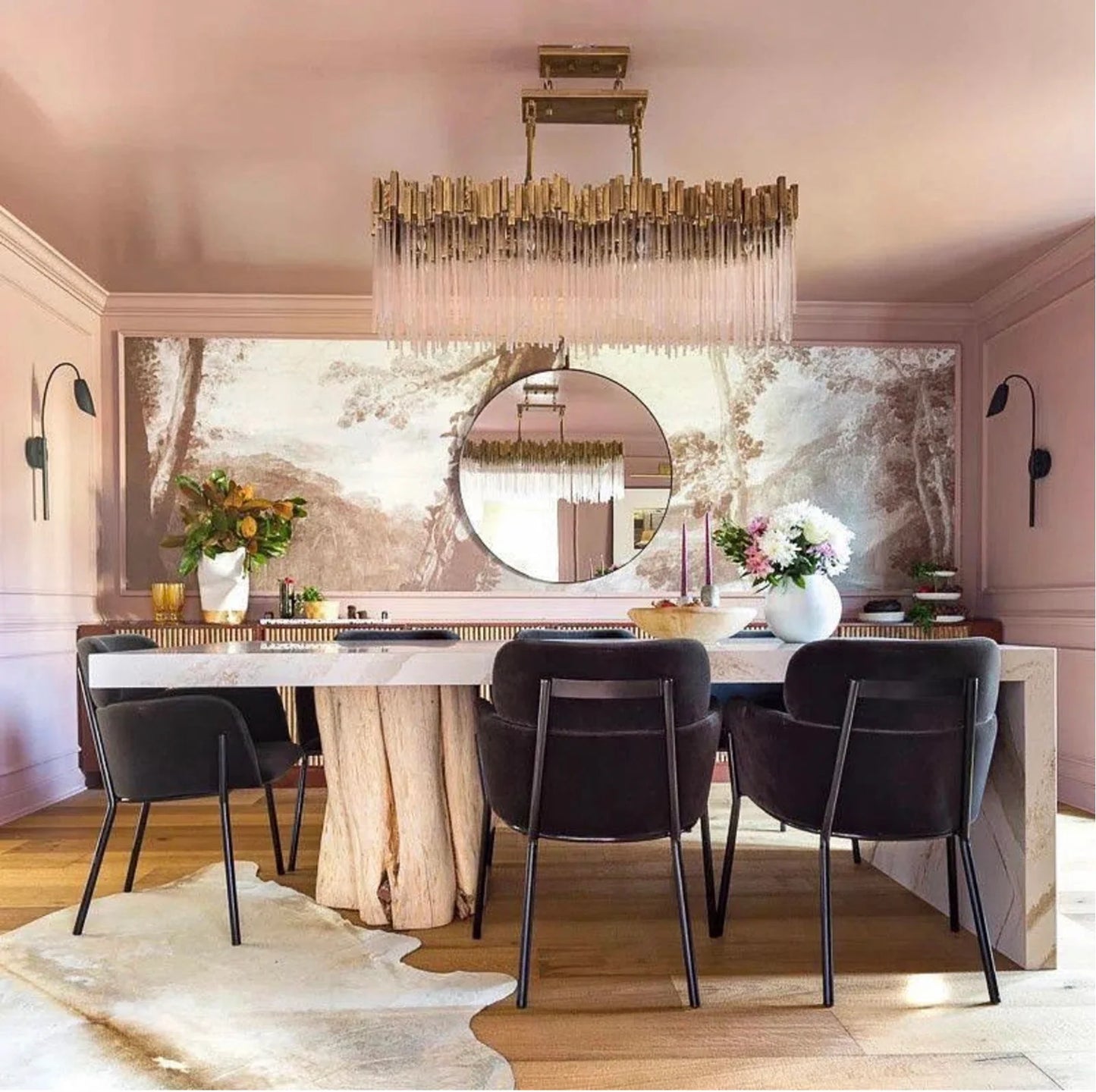 Modern Rectangular Glass Chandelier for Dining Room