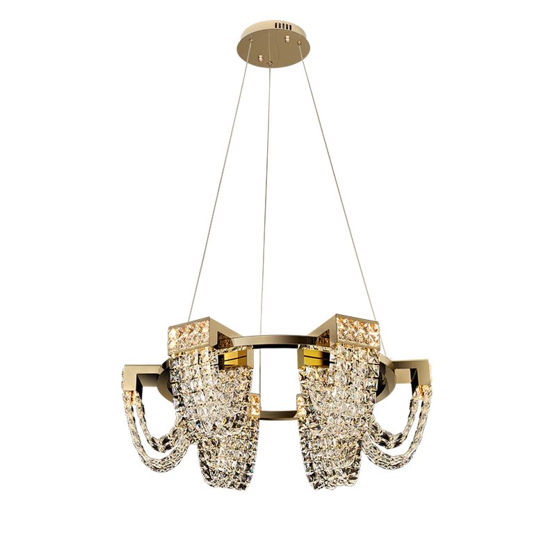 Lustre moderne de luxe en cristal de couleur champagne doré
