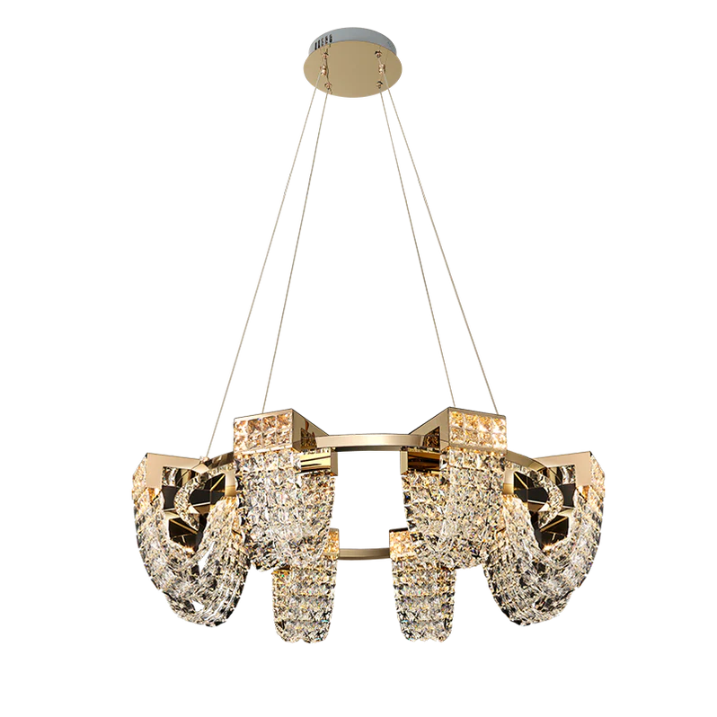 Lustre moderne de luxe en cristal de couleur champagne doré
